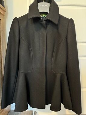 Ted Baker Black Wool Peplum Jacket Coat